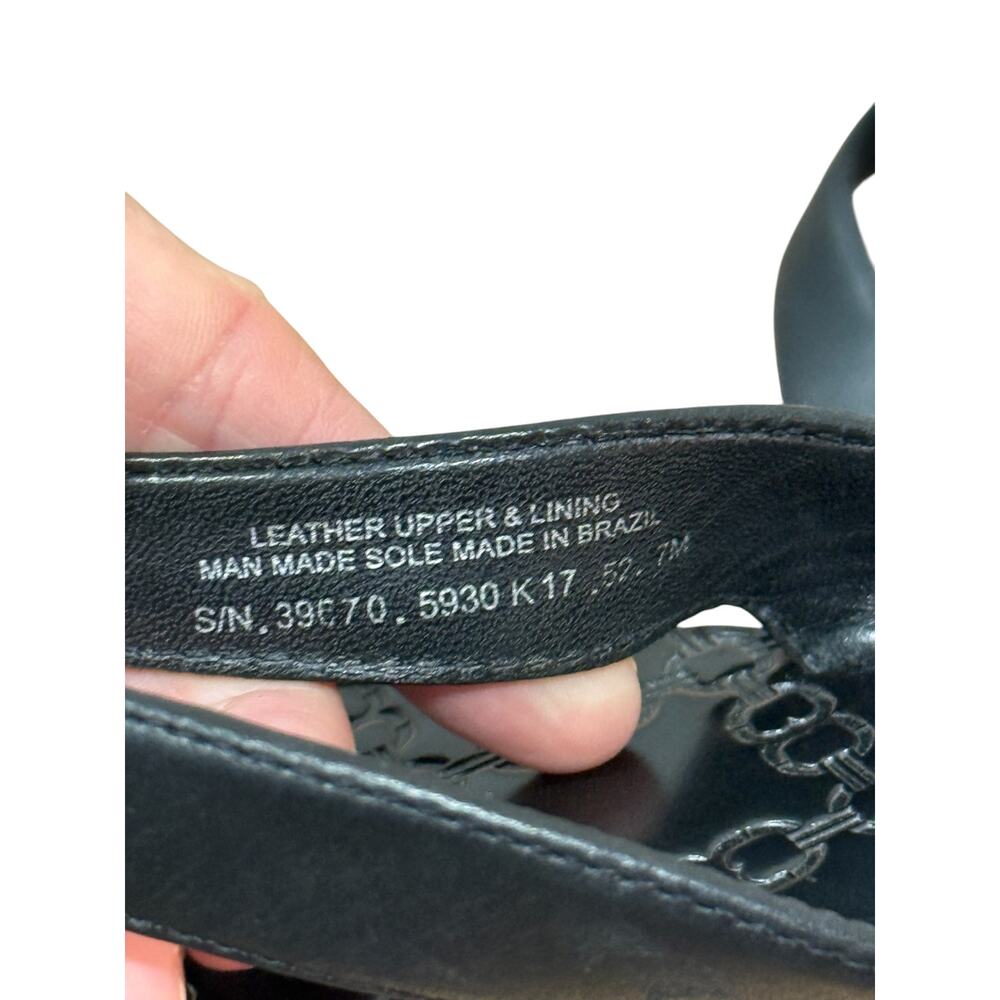 Tory Burch Monroe Leather Thong Sandals Women's Size 7 Black Gold Logo - Picture 3 of 5